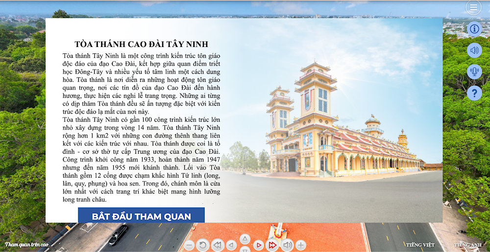 Tham quan T&ograve;a th&aacute;nh T&acirc;y Ninh qua bản đồ 360 trực tuyến